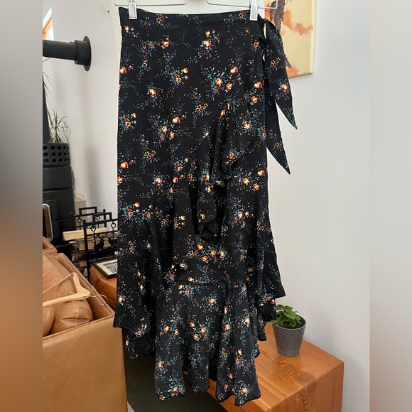 Sandro Paris Wrap Floral Print Asymmetrical Skirt - Picture 1 of 7